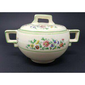 Johnson Brothers Victorian Floral Sugar Bowl with Lid – Vintage England
